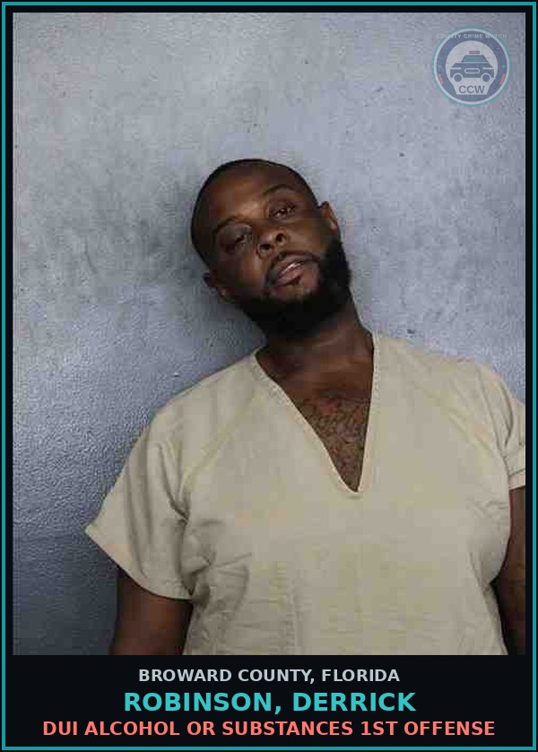 Booking mugshot of ROBINSON, DERRICK in Broward County