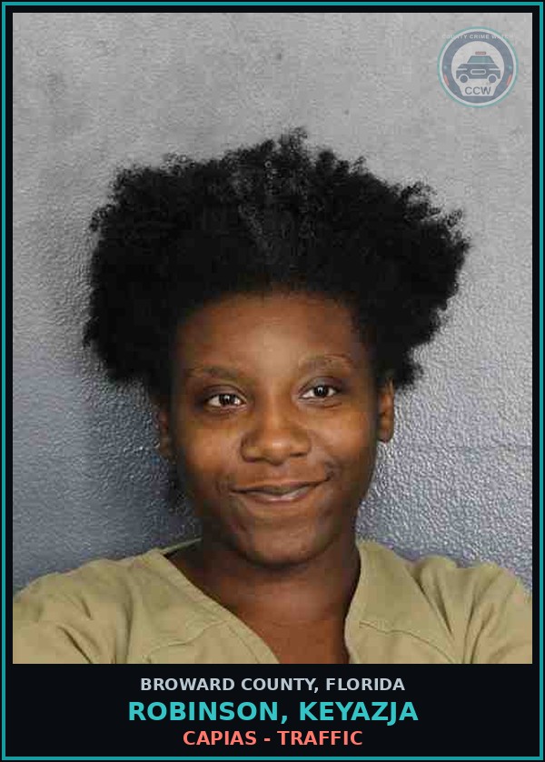Booking mugshot of ROBINSON, KEYAZJA in Broward County