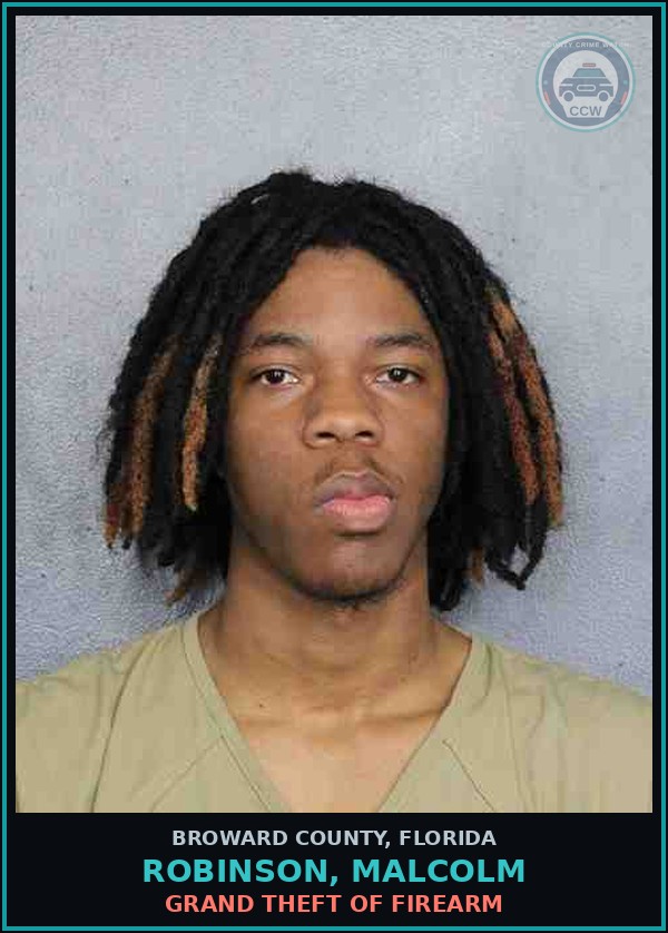 Booking mugshot of ROBINSON, MALCOLM in Broward County