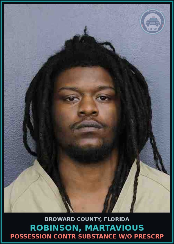 Booking mugshot of ROBINSON, MARTAVIOUS in Broward County