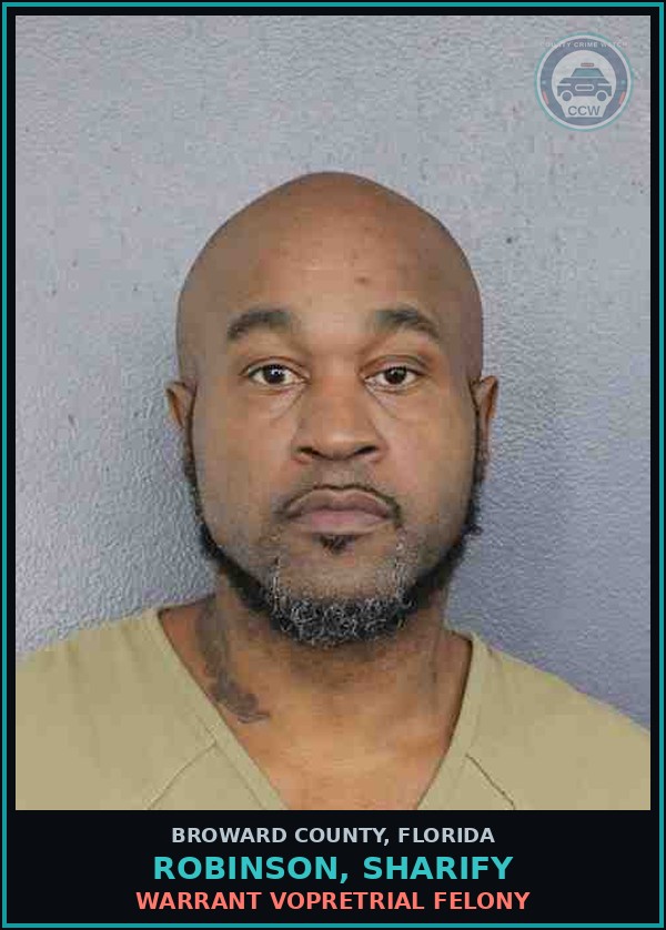 Booking mugshot of ROBINSON, SHARIFY in Broward County