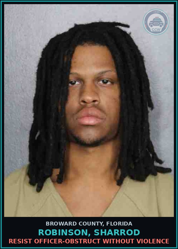 Booking mugshot of ROBINSON, SHARROD in Broward County