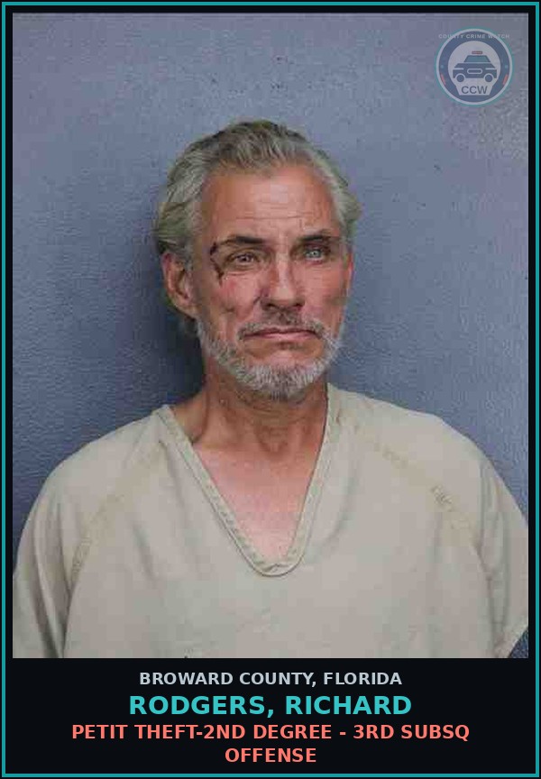 Booking mugshot of RODGERS, RICHARD in Broward County