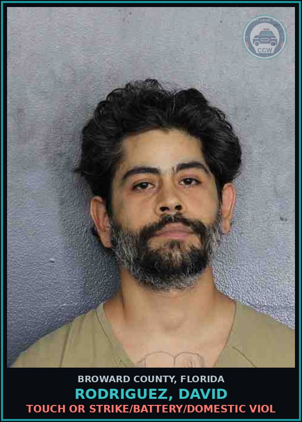 Booking mugshot of RODRIGUEZ, DAVID in Broward County