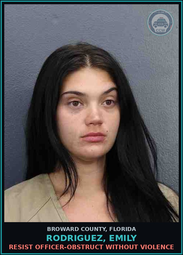 Booking mugshot of RODRIGUEZ, EMILY in Broward County