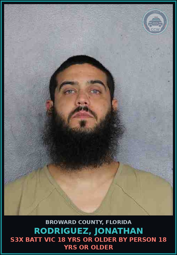 Booking mugshot of RODRIGUEZ, JONATHAN in Broward County