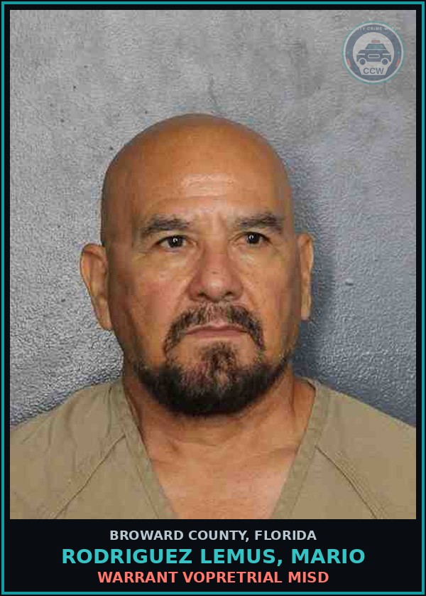 Booking mugshot of RODRIGUEZ LEMUS, MARIO in Broward County