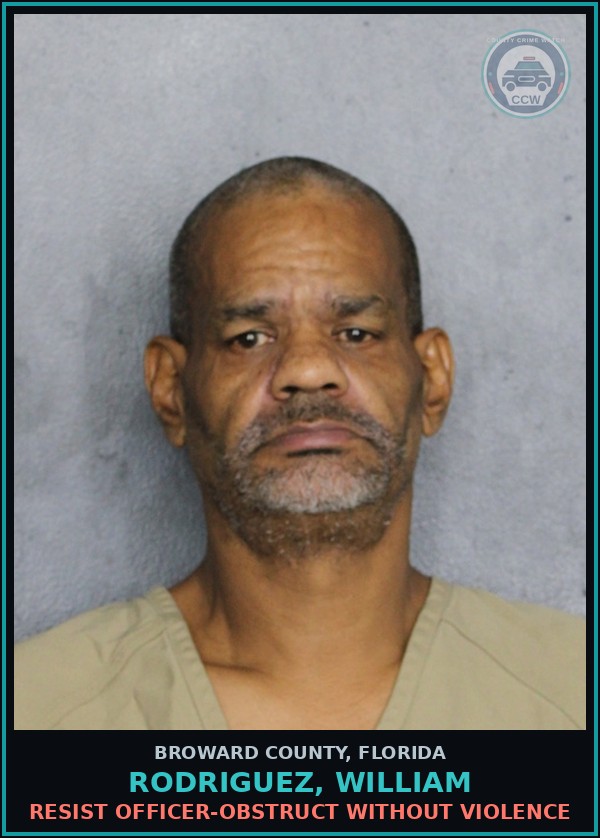 Booking mugshot of RODRIGUEZ, WILLIAM in Broward County