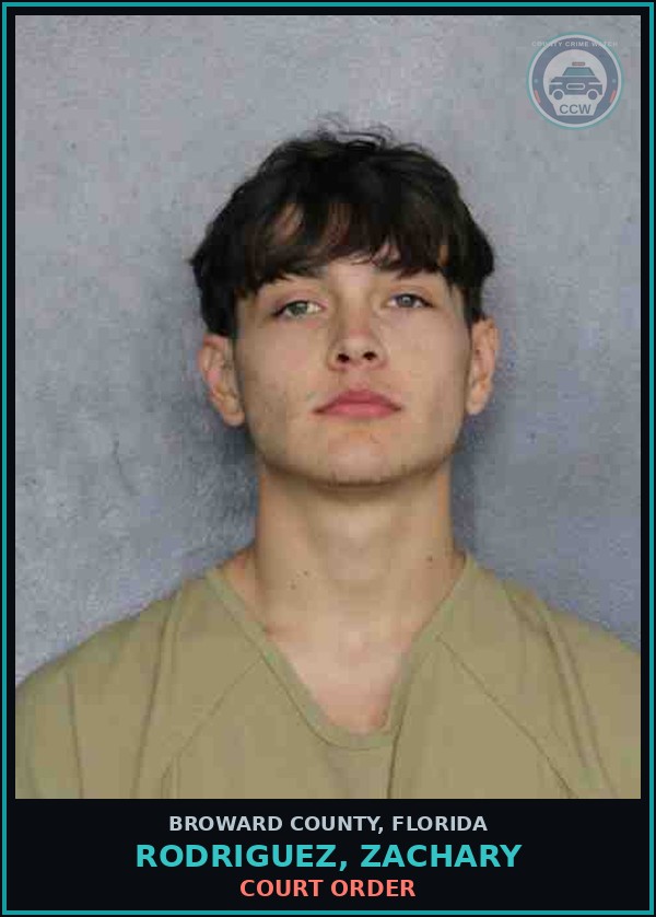 Booking mugshot of RODRIGUEZ, ZACHARY in Broward County