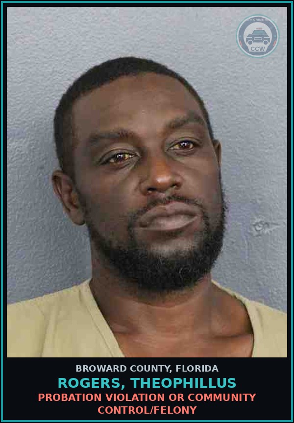 Booking mugshot of ROGERS, THEOPHILLUS in Broward County