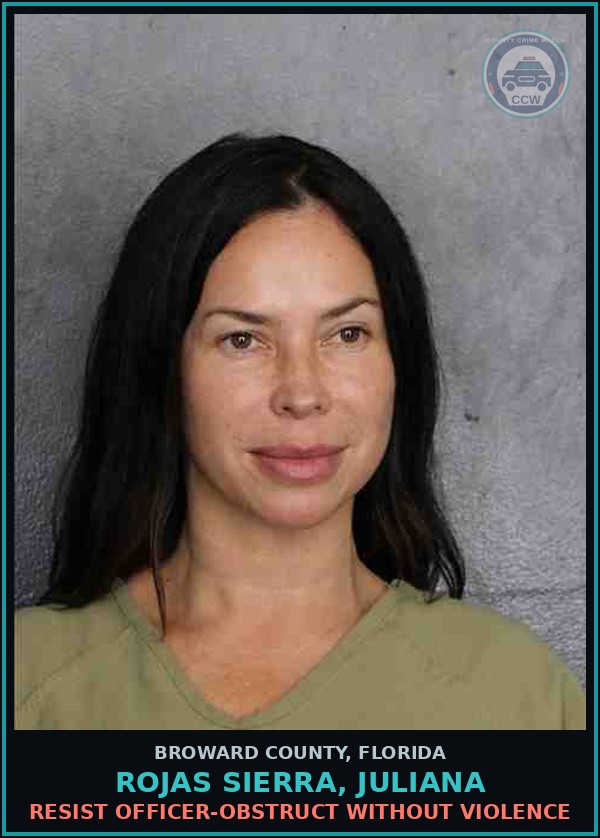 Booking mugshot of ROJAS SIERRA, JULIANA in Broward County