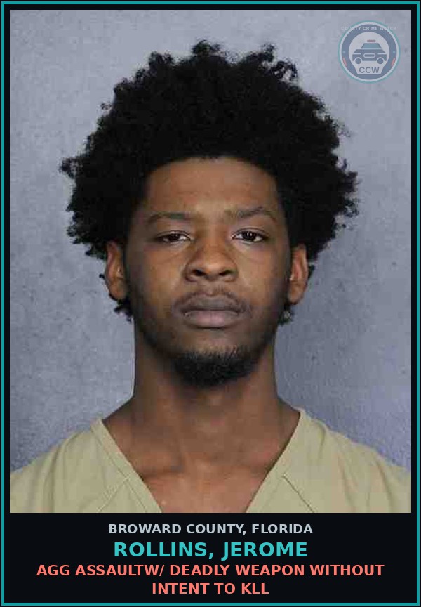 Booking mugshot of ROLLINS, JEROME in Broward County