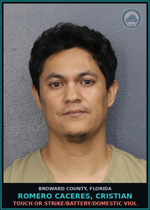 Booking mugshot of ROMERO CACERES, CRISTIAN in Broward County