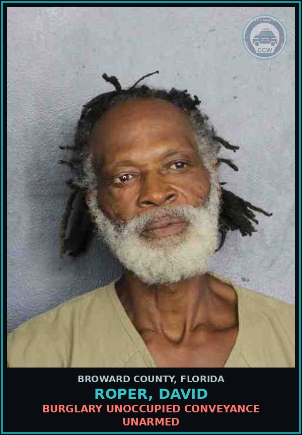 Booking mugshot of ROPER, DAVID in Broward County