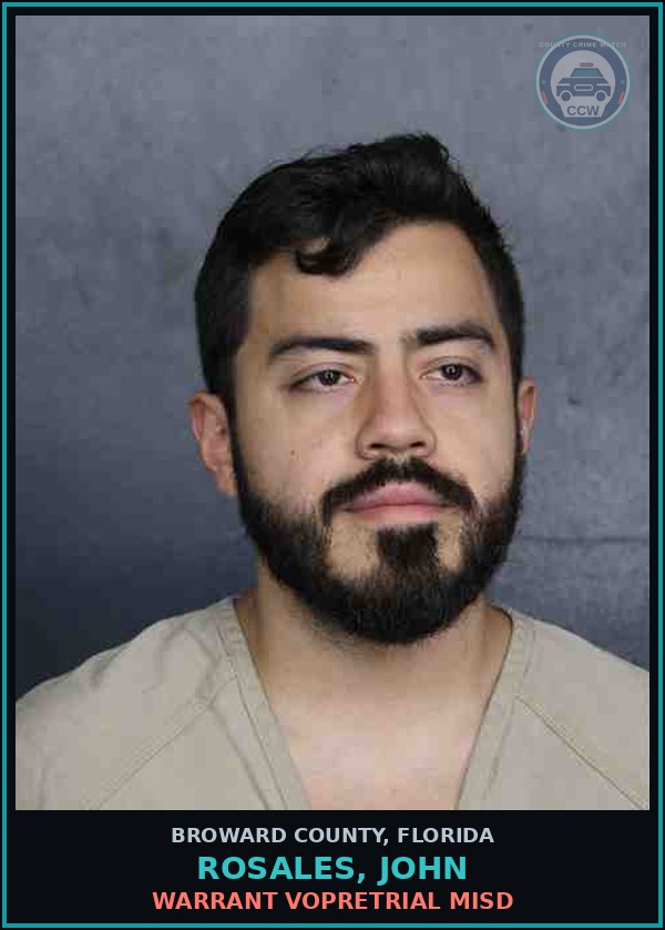 Booking mugshot of ROSALES, JOHN in Broward County