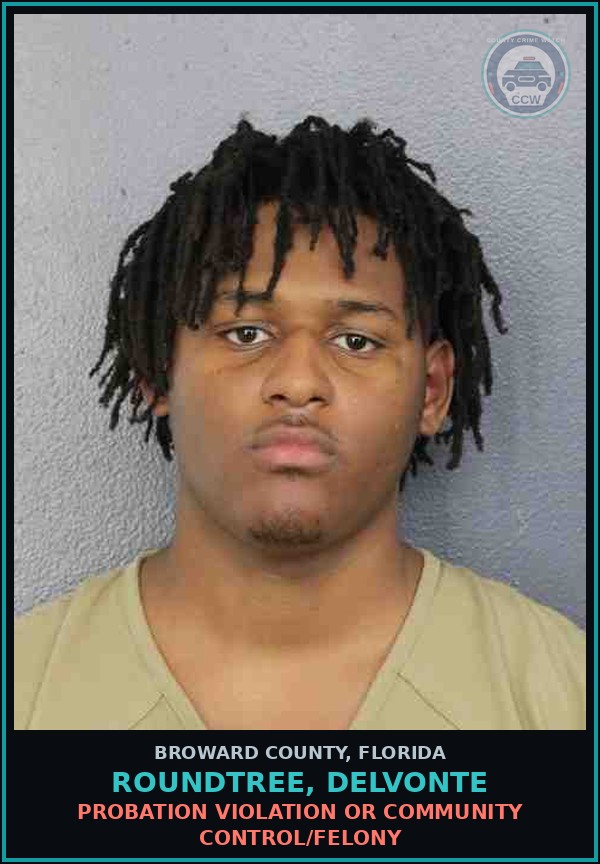 Booking mugshot of ROUNDTREE, DELVONTE in Broward County