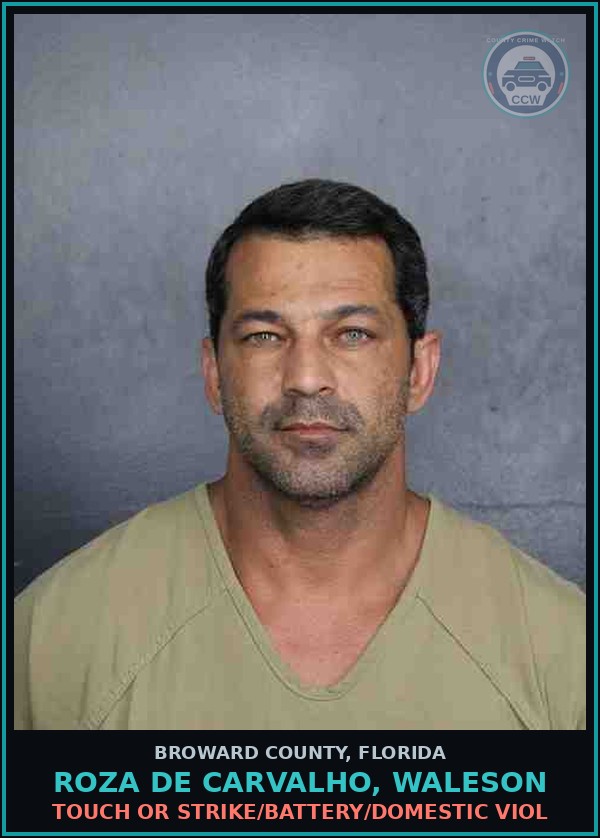 Booking mugshot of ROZA DE CARVALHO, WALESON in Broward County