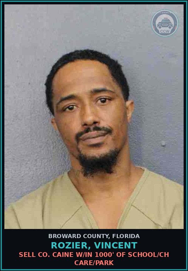 Booking mugshot of ROZIER, VINCENT in Broward County