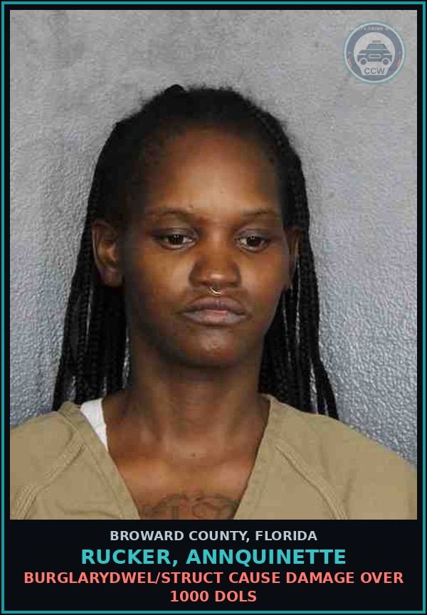 Booking mugshot of RUCKER, ANNQUINETTE in Broward County