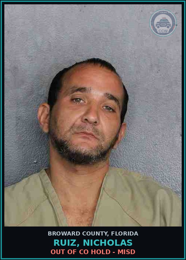 Booking mugshot of RUIZ, NICHOLAS in Broward County