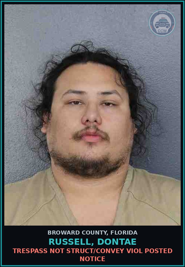 Booking mugshot of RUSSELL, DONTAE in Broward County
