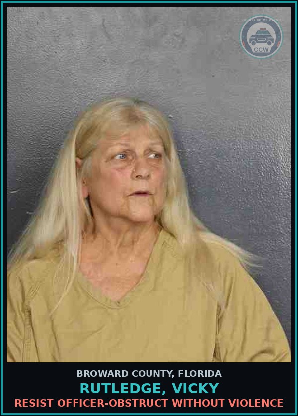 Booking mugshot of RUTLEDGE, VICKY in Broward County