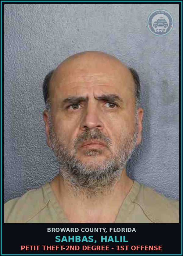 Booking mugshot of SAHBAS, HALIL in Broward County
