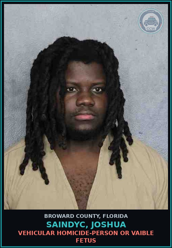 Booking mugshot of SAINDYC, JOSHUA in Broward County