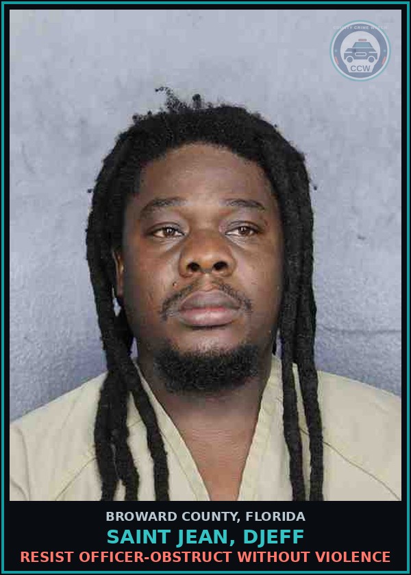Booking mugshot of SAINT JEAN, DJEFF in Broward County