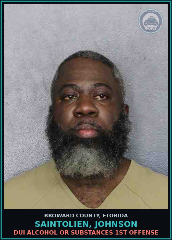 Booking mugshot of SAINTOLIEN, JOHNSON in Broward County