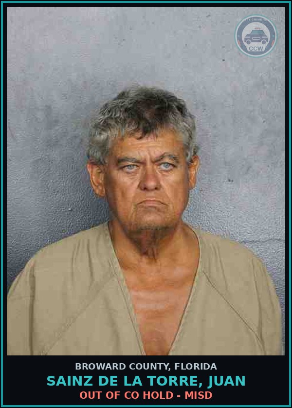 Booking mugshot of SAINZ DE LA TORRE, JUAN in Broward County