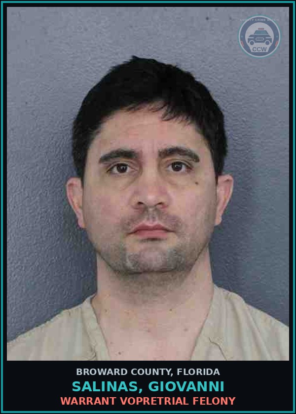 Booking mugshot of SALINAS, GIOVANNI in Broward County