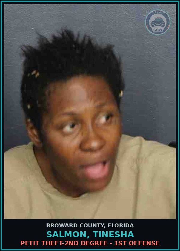 Booking mugshot of SALMON, TINESHA in Broward County