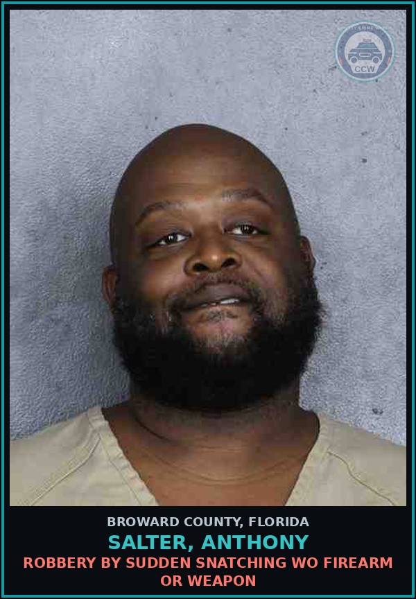 Booking mugshot of SALTER, ANTHONY in Broward County