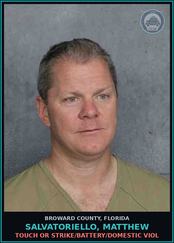Booking mugshot of SALVATORIELLO, MATTHEW in Broward County