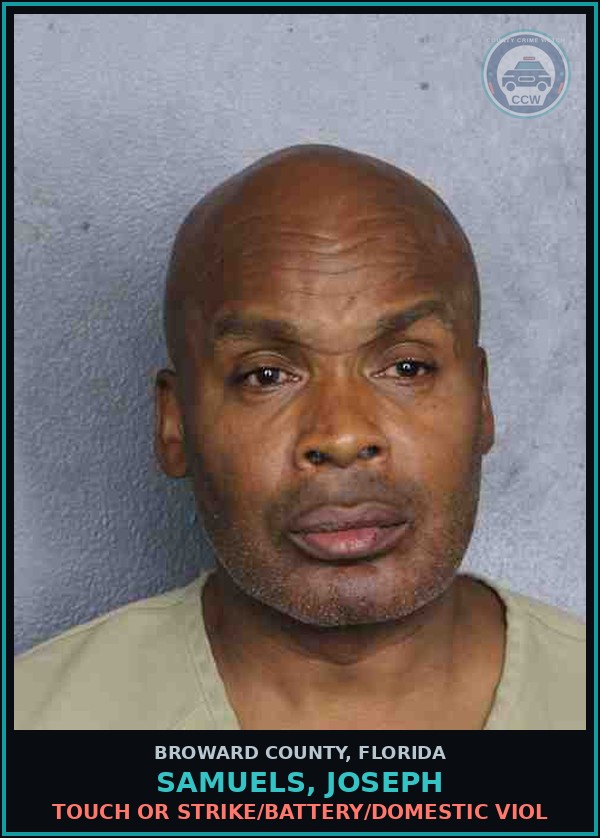 Booking mugshot of SAMUELS, JOSEPH in Broward County