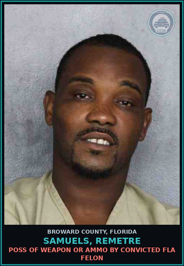 Booking mugshot of SAMUELS, REMETRE in Broward County