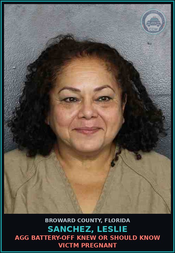 Booking mugshot of SANCHEZ, LESLIE in Broward County