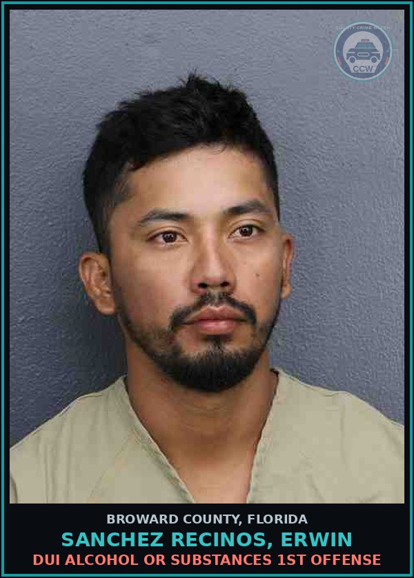 Booking mugshot of SANCHEZ RECINOS, ERWIN in Broward County