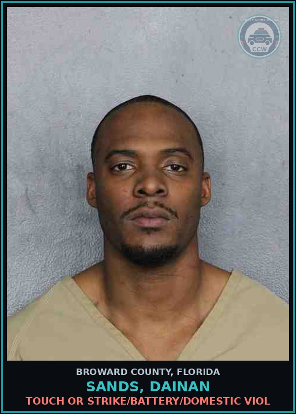 Booking mugshot of SANDS, DAINAN in Broward County