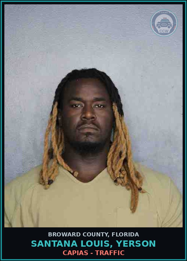 Booking mugshot of SANTANA LOUIS, YERSON in Broward County