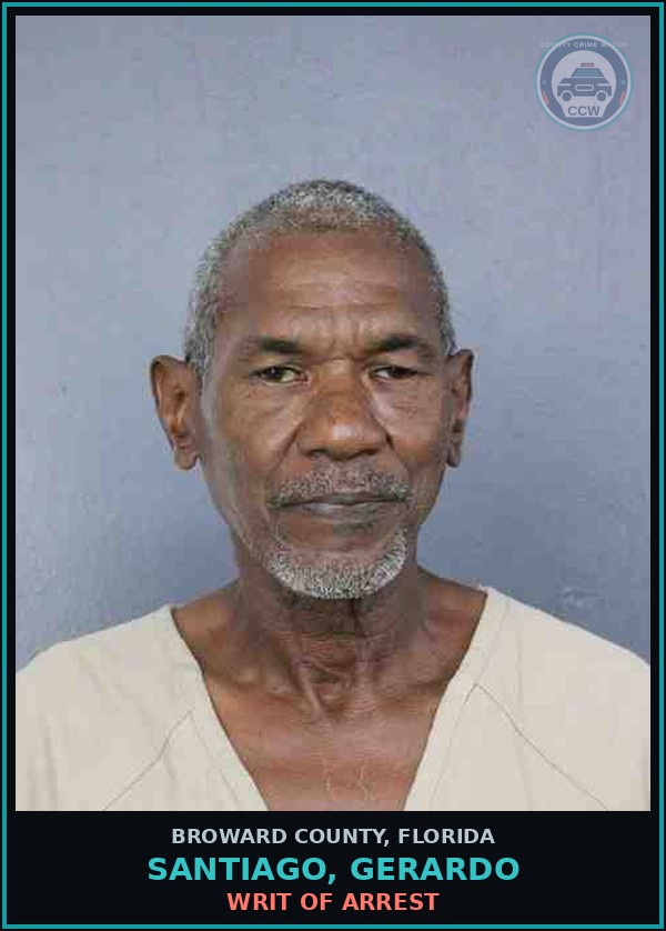 Booking mugshot of SANTIAGO, GERARDO in Broward County