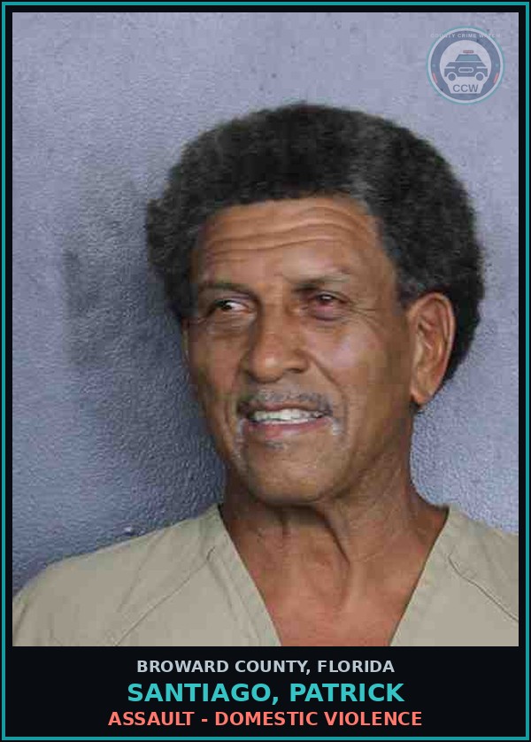 Booking mugshot of SANTIAGO, PATRICK in Broward County