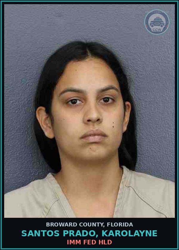 Booking mugshot of SANTOS PRADO, KAROLAYNE in Broward County