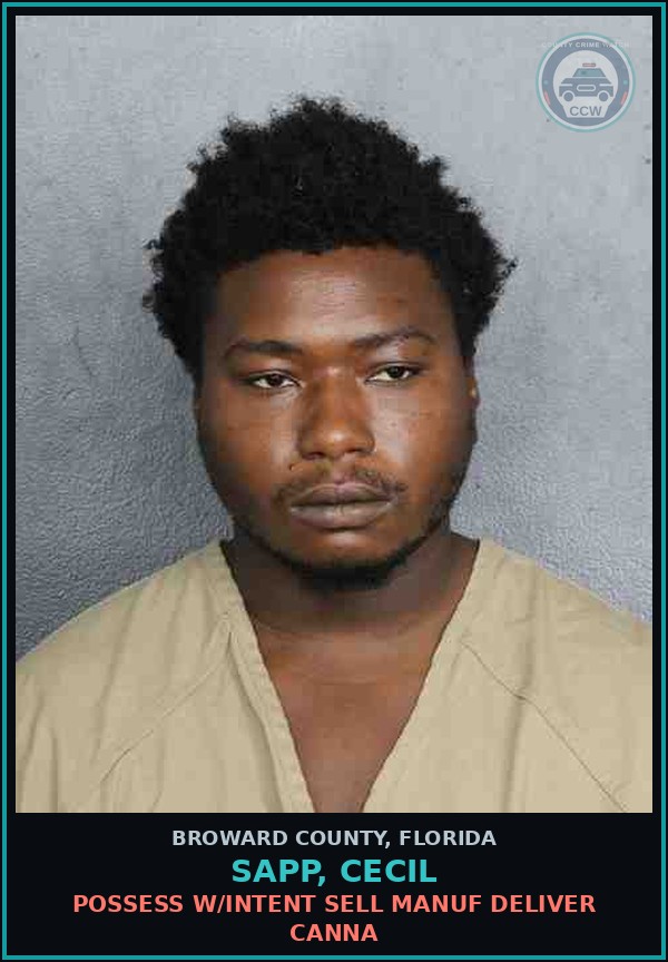 Booking mugshot of SAPP, CECIL in Broward County
