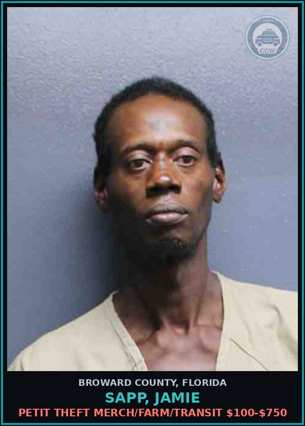 Booking mugshot of SAPP, JAMIE in Broward County