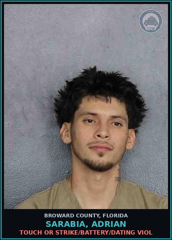 Booking mugshot of SARABIA, ADRIAN in Broward County