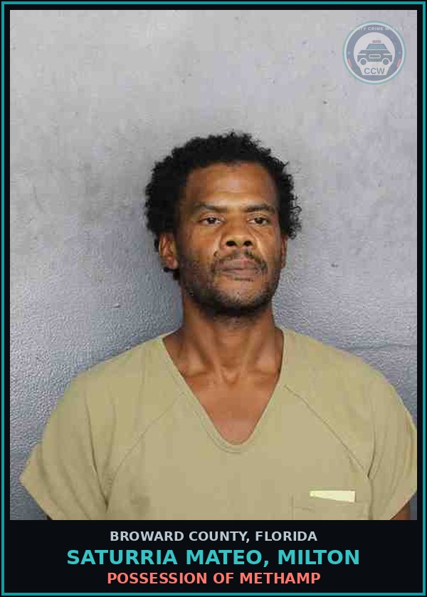 Booking mugshot of SATURRIA MATEO, MILTON in Broward County