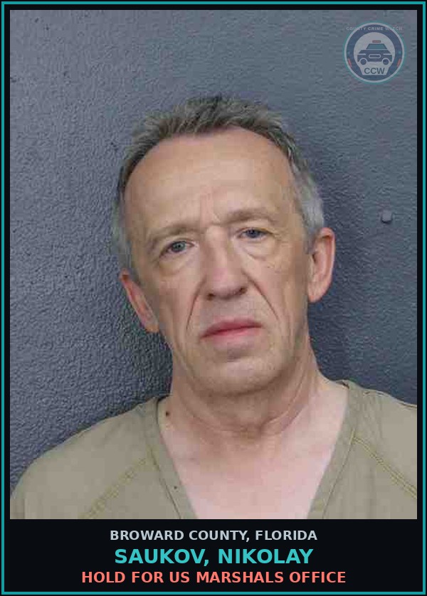 Booking mugshot of SAUKOV, NIKOLAY in Broward County