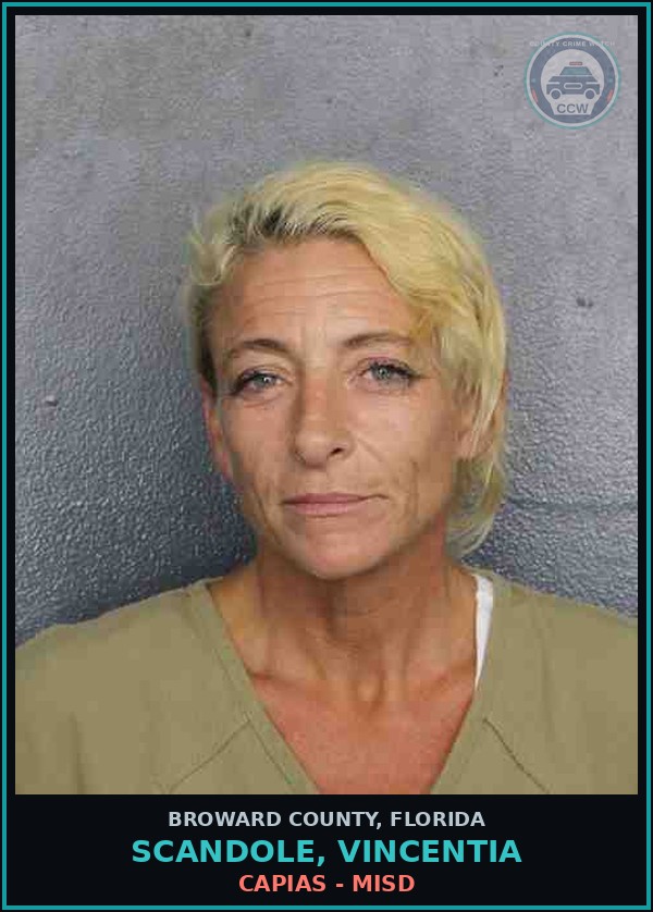 Booking mugshot of SCANDOLE, VINCENTIA in Broward County